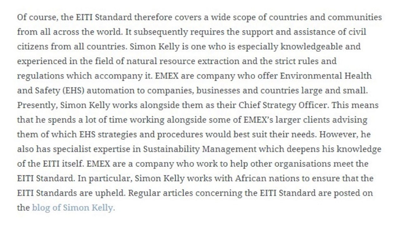 Simon Kelly and EITI