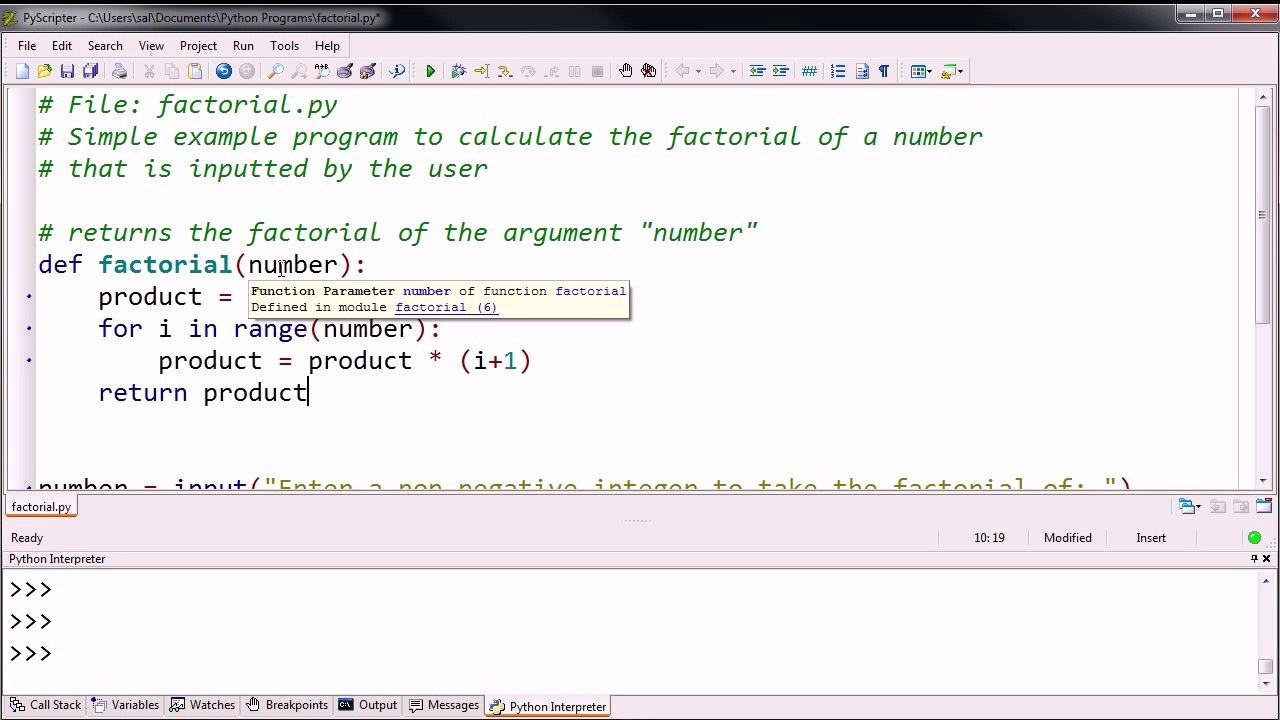 11. Defining a Factorial Function