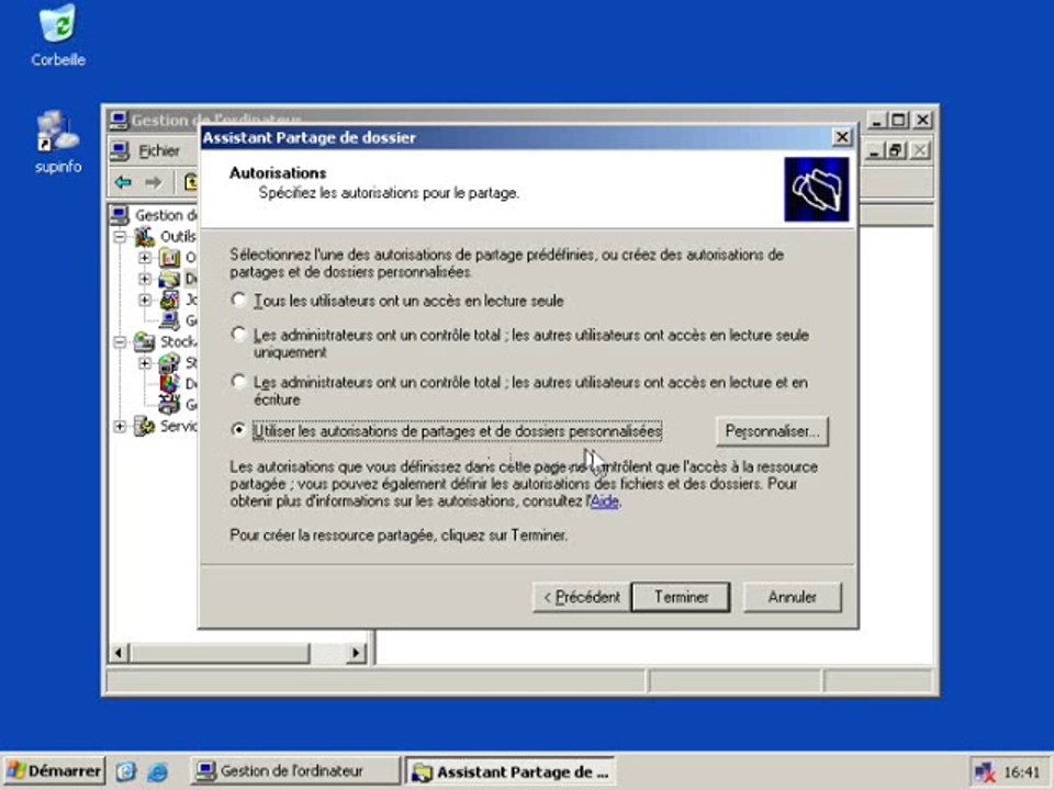 Création d'un dossier partagé