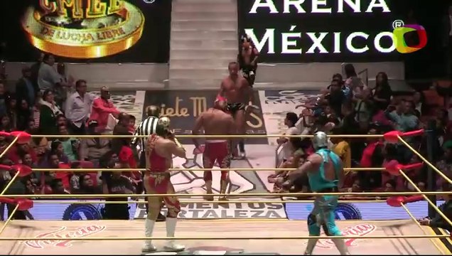 Máscara Dorada, Stuka Jr., Valiente vs Felino, Mr. Niebla, Negro Casas
