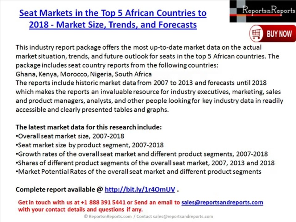 Seat Industry in the Top 5 African Countries to 2018 - Market Size, Trends, and Forecasts