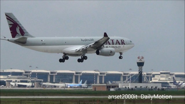 Qatar Airlines Airbus A330 Cargo and Passenger. Landing in Milano Malpensa Airport