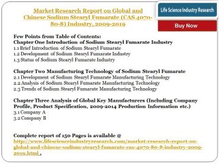 Chinese Sodium Stearyl Fumarate Market Research Report - Global Trends and Forecasts to 2019