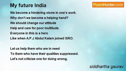 siddhartha gaurav - My future India