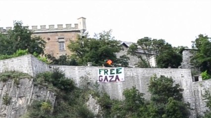 Action "FREE GAZA" au Fort de la Bastille, Grenoble 11.08.14