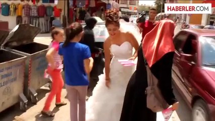 Güzellik salonuna gelinlikli tanıtım -