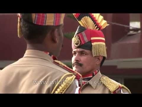 Tourists attend flag lowering ceremony : Indo-Pak border