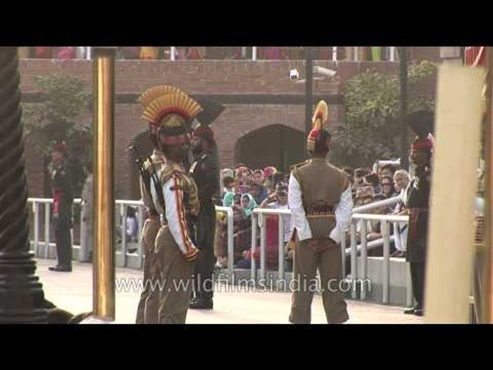 Wagah border's flag lowering ceremony