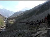 Pilgrims ride ponies on their way to  Amarnath cave