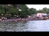 Oarsmen in full action during Champakulam Boat race - Kerala