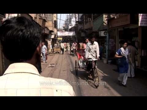 Cycling through Old Delhi on even older cycle rickshaws - zero carbon footprint!