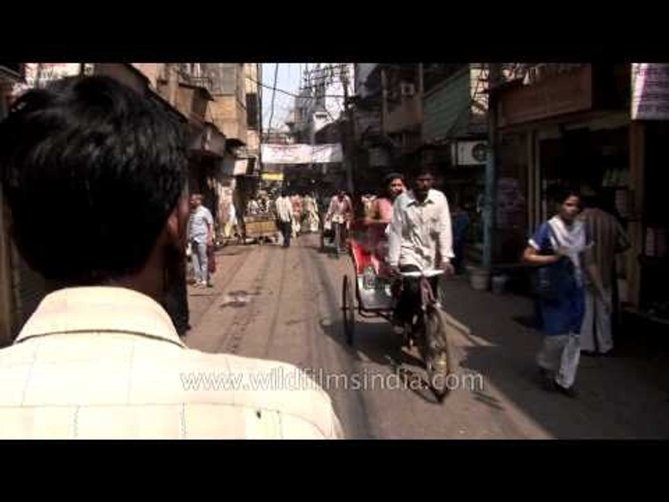Cycling through Old Delhi on even older cycle rickshaws - zero carbon footprint!