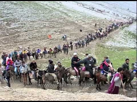 Miles long queue in the Himalaya to get to God