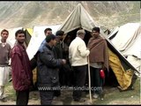 Pilgrims at Sheshnag camp during Amarnath yatra