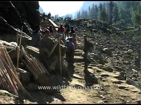 Amarnath pilgrims heading towards holy cave
