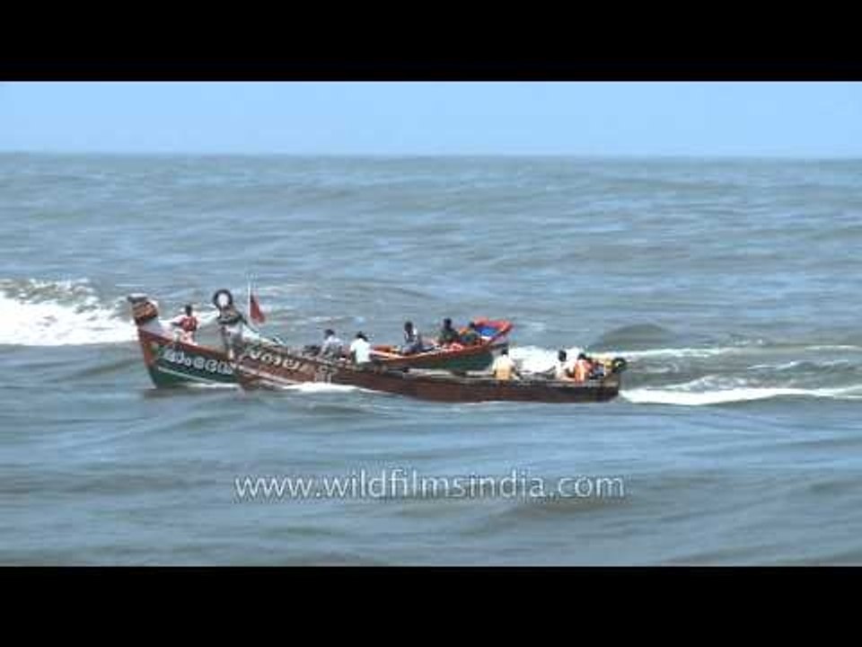 Boat ride in Arabian Sea - Neendakara, Kerala