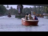 Racing boats approaching to end point - Champakulam boat race
