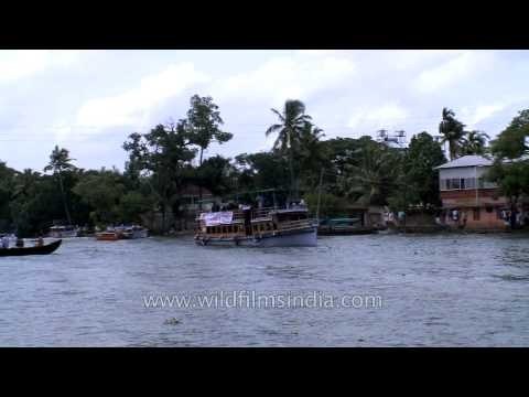 Motor boats cruising on backwaters - India