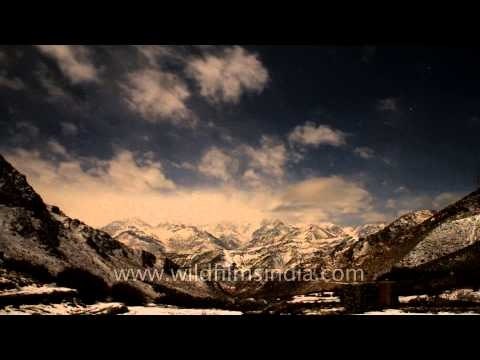 Moving clouds over Himalayan mountain range - Ladakh