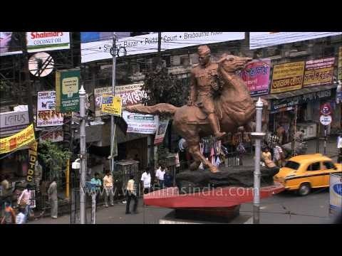 Netaji Subhash Chandra Bose astride a horse - statue in Kolkata