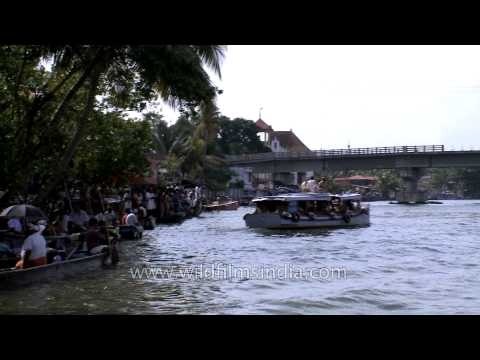 Panoramic view of Pamba river during Champakulam boat race in Alleppey