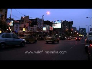 Traffic moving on a busy road: Evening scene  in Kolkata