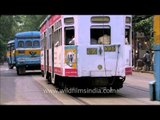 Famous trams of Kolkata with Hindustan Ambassador car