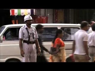 Kolkata traffic police on duty