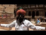Man shows off  his long moustache in Rajasthan, India