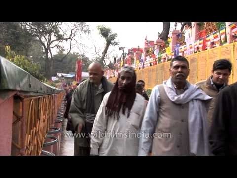 Spinning prayer wheels at Mahabodhi Temple - Bodhgaya