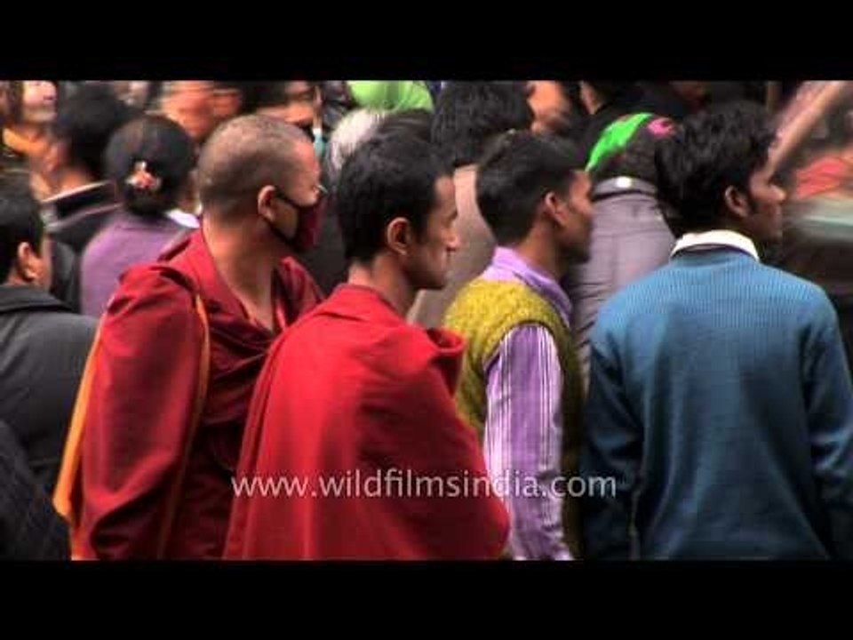 Young Tibetan monks at 32nd Kalachakra in Bodhg...