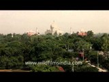 Taj Mahal from roof top of hotel Taj Plaza, Agra