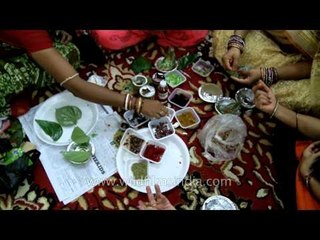 Women making pan in India