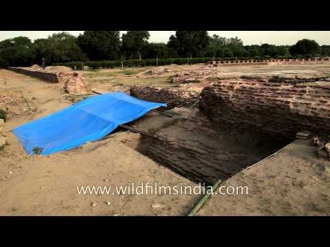 Excavated remains of Baradari at the site of Mehtab Bagh, Agra