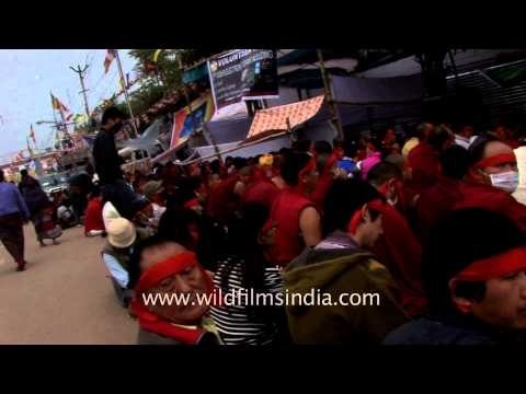Buddhist devotees assembled to listen teachings of His Holiness Dalai Lama