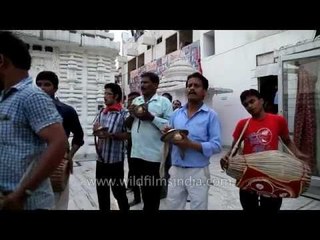 Devotees sing devotional songs at Jagannath Temple