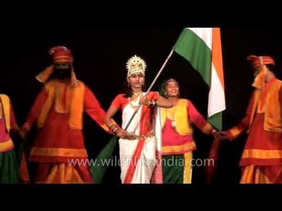 Dance troupe from Punjab performs an Indian patriotic dance