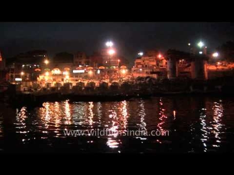 Illuminated ghats of Varanasi