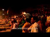 Devotees joins Maha aarti at Ganga ghat - Varanasi