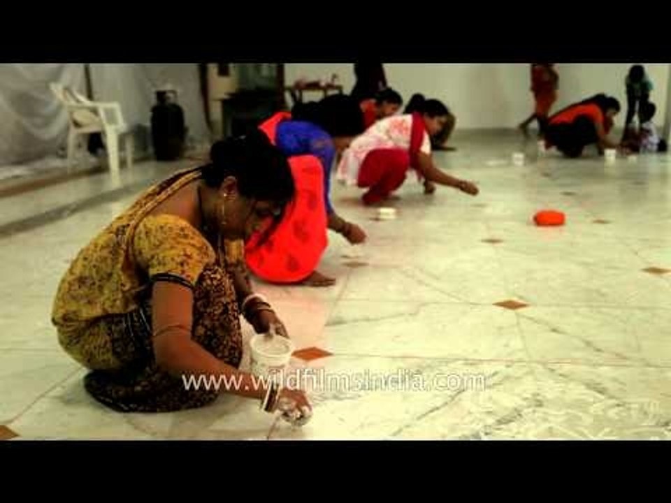 Rangoli making competition during Rath Yatra Mahotsav celebration
