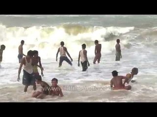 Waves of the Bay of Bengal hit Puri Beach, Orissa