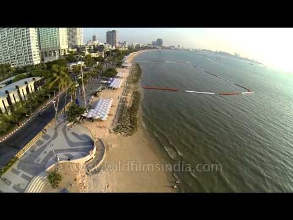 Fly over Pattaya in Thailand : aerial footage