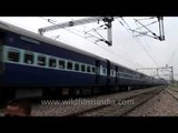 Train moving out from Shahdara railway station in Delhi