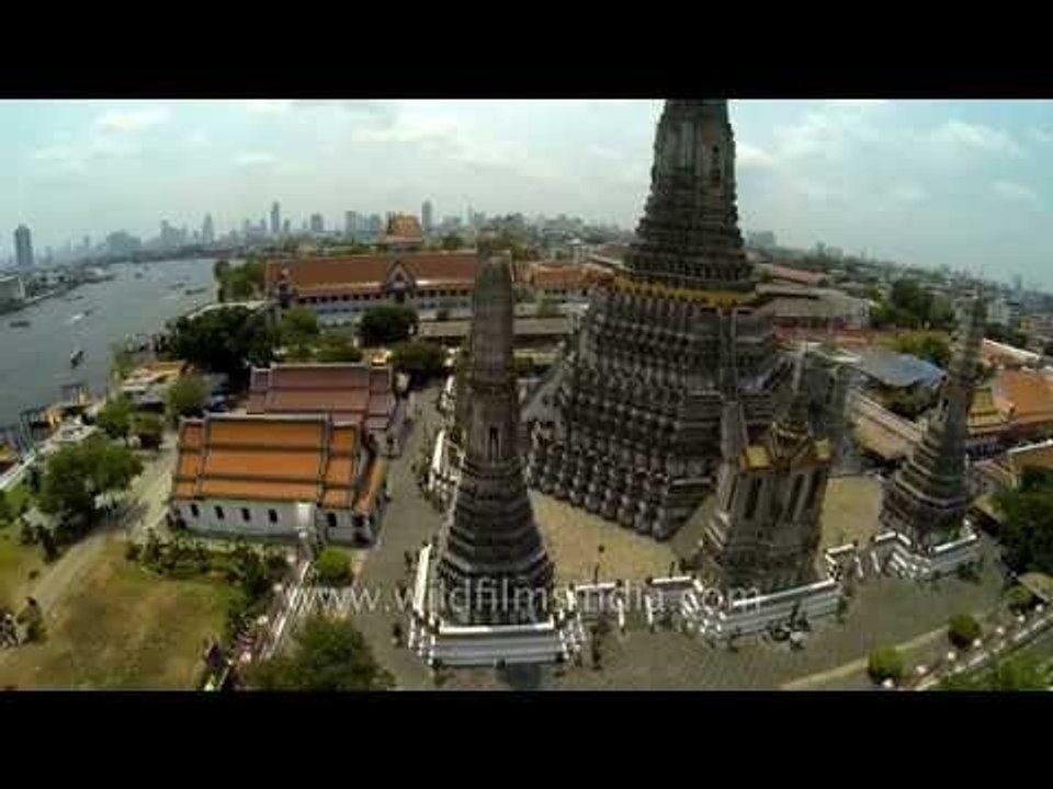 Wat Arun - the Temple of Dawn, as seen from the Chao Phraya River in Bangkok