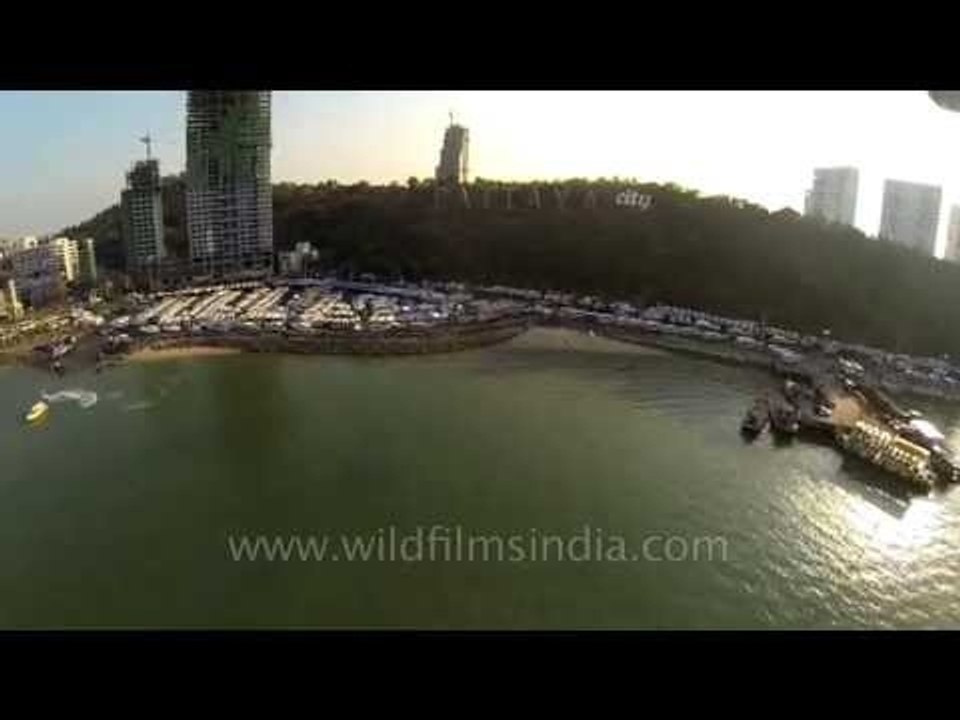 Pattaya City Bay, Thailand : aerial footage