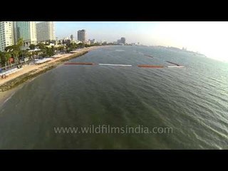 Aerial footage of Pattaya beaches in Thailand