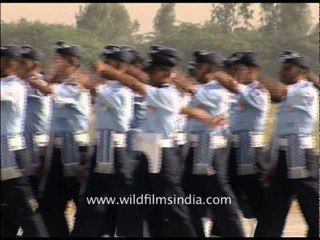 IAF soldiers marching off on the occasion of Air Force day