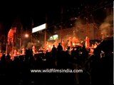 Devotees gather for Ganga aarti at the Dasasvamedh Ghat, Varanasi