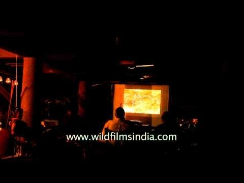 Guest chilling out watching a wildlife movie at Ken River Lodge