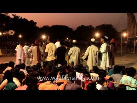 Crowd gather to watch burning of effigies at Dussehra celebration